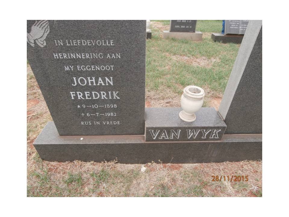 WYK Johan Fredrik, van 1898-1982