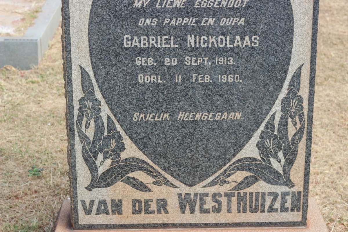 WESTHUIZEN Gabriel Nickolaas, van der 1913-1960