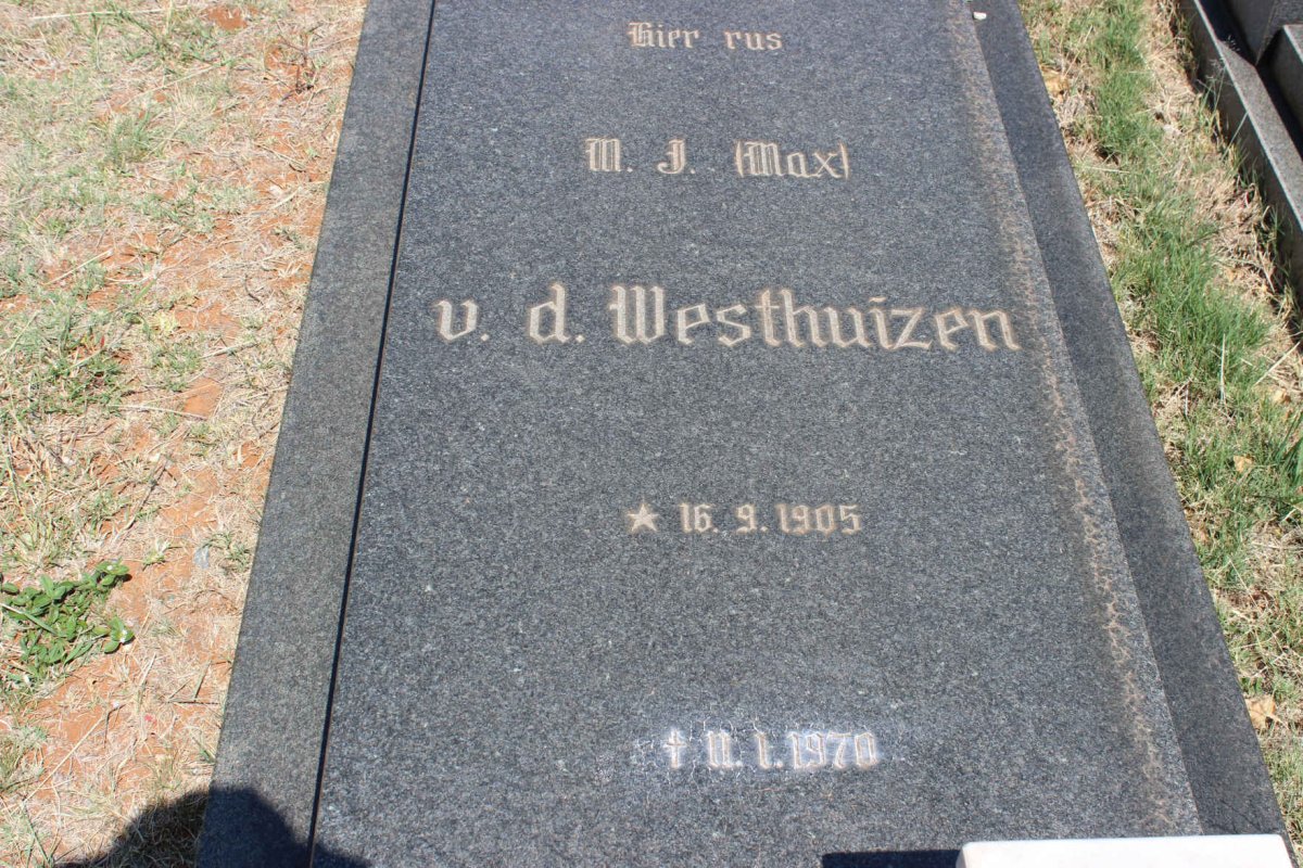 WESTHUIZEN M.J., v.d. 1905-1970