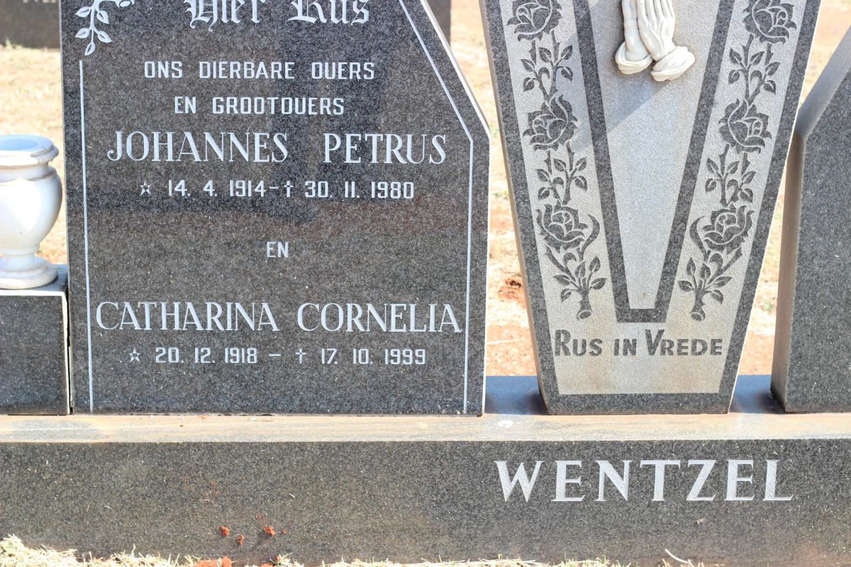 WENTZEL Johannes Petrus 1914-1980 &amp; Catharina Cornelia 1918-1999