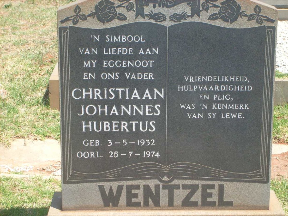 WENTZEL Christiaan Johannes Hubertus 1932-1974
