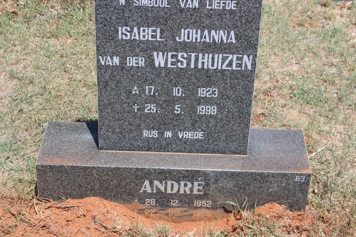 WESTHUIZEN Isabel Johanna, van der 1923-1998 :: VAN DER WESTHUIZEN André 1952-1969