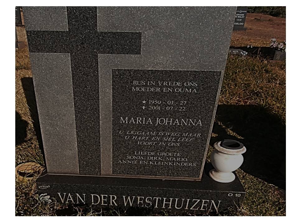 WESTHUIZEN Maria Johanna, van der 1950-2001