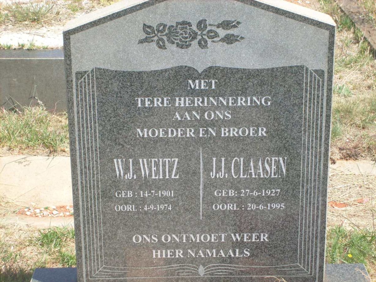 WEITZ W.J. 1901-1974 :: CLAASEN J.J. 1927-1995