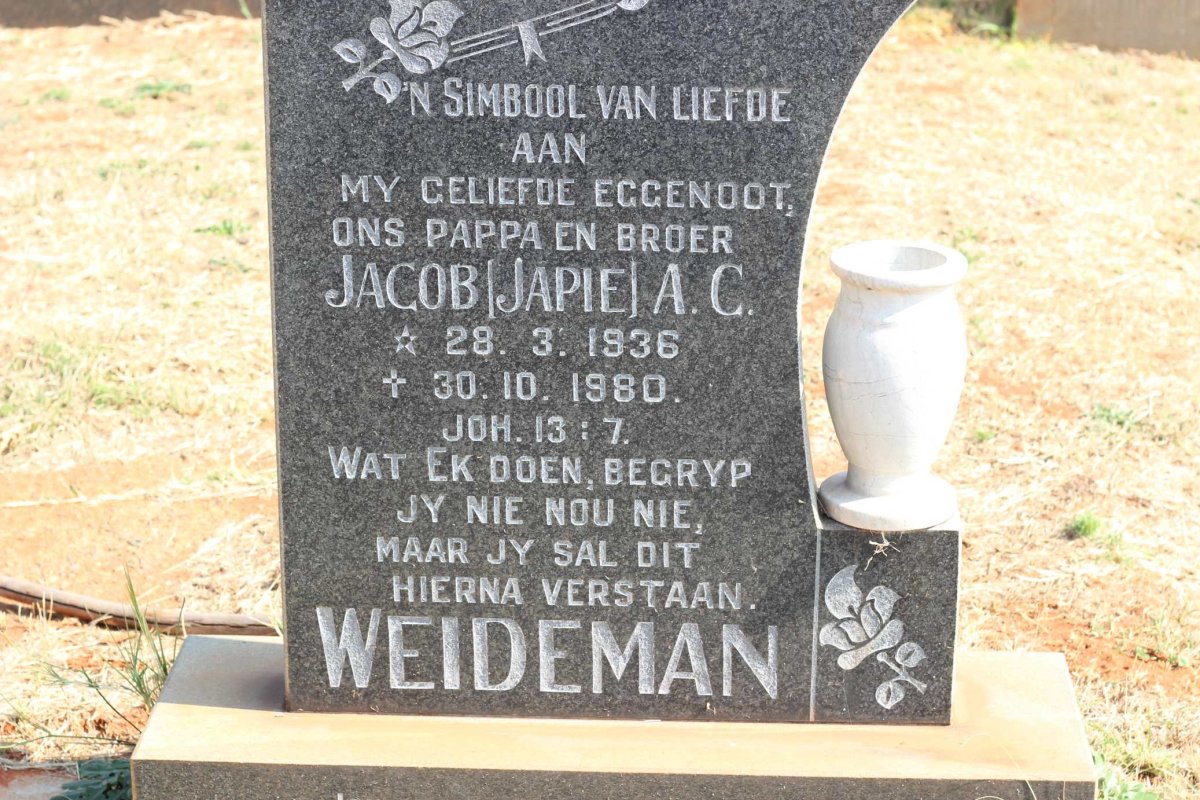 WEIDEMAN Jacob A.C. 1936-1980