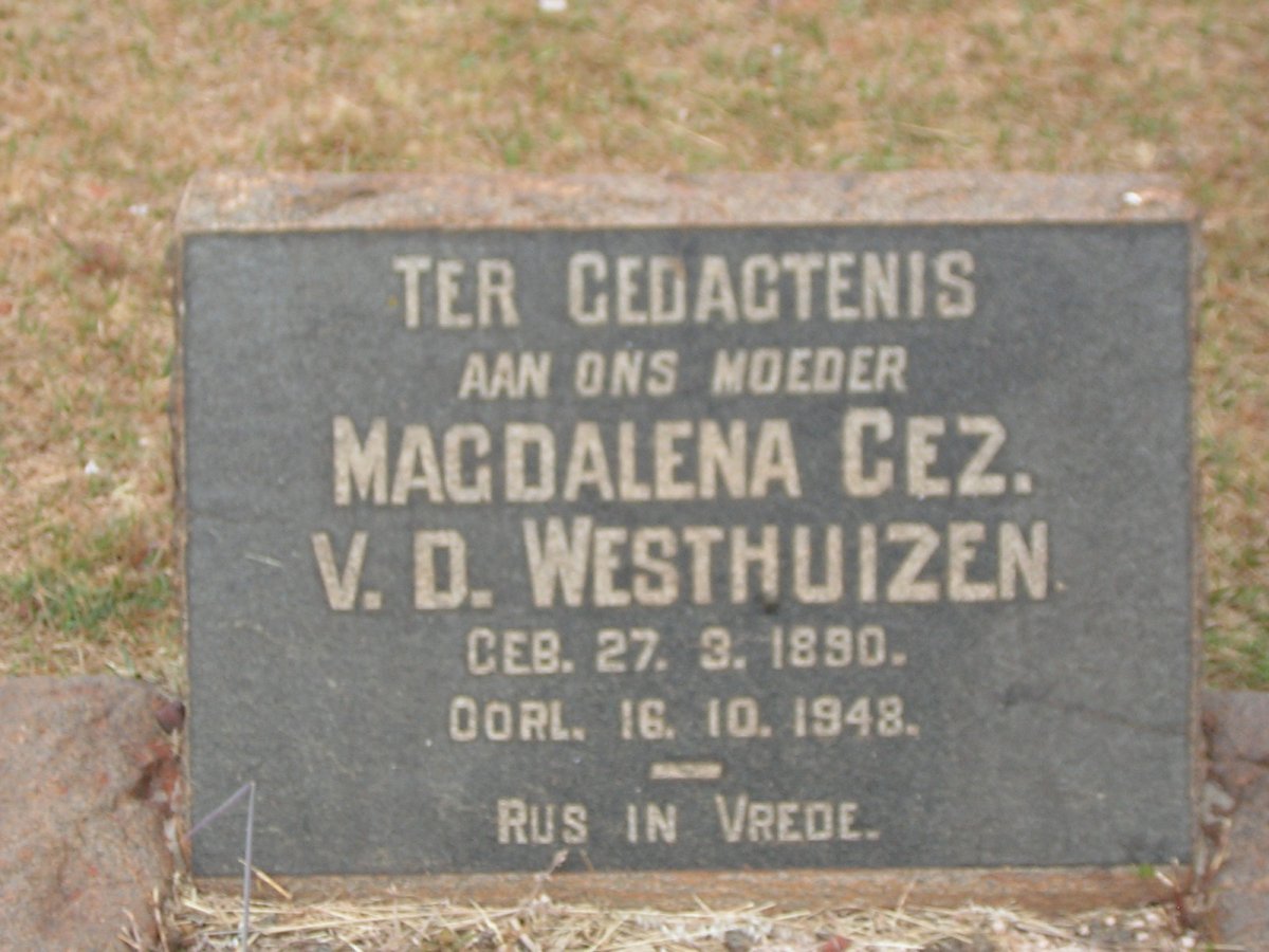 WESTHUIZEN Magdalena Gez., v.d. 1890-1948
