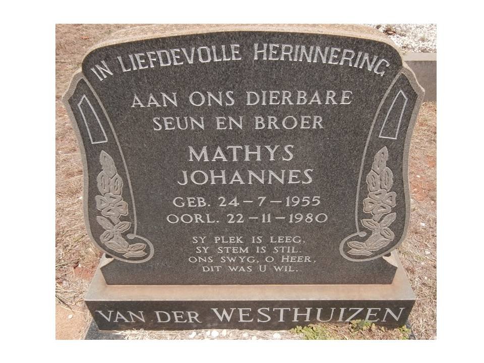 WESTHUIZEN Mathys Johannes, van der 1955-1980