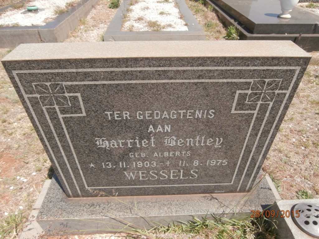 WESSELS Harriet Bentley nee ALBERTS 1903-1975