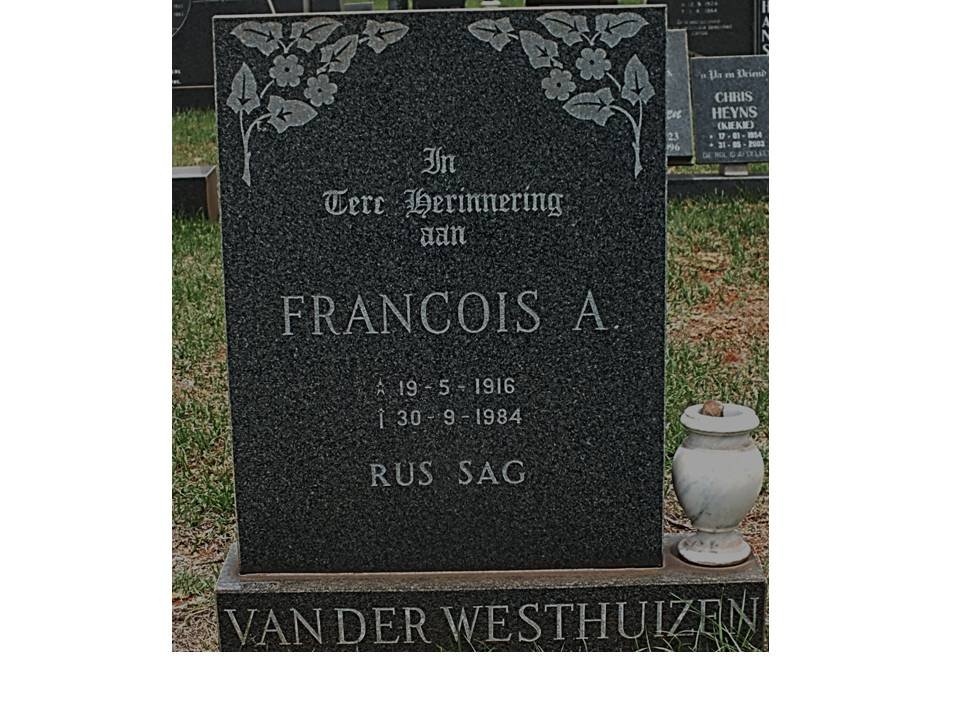 WESTHUIZEN Francois A., van der 1916-1984