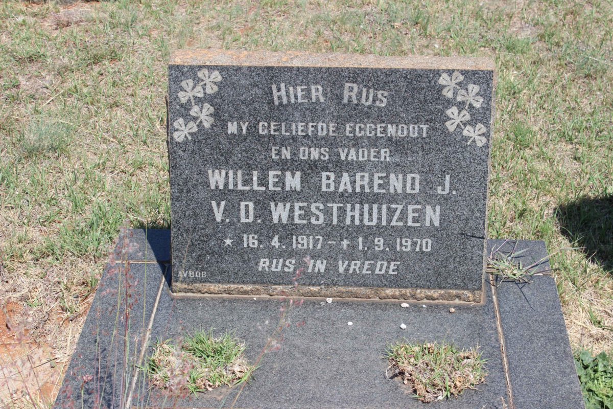 WESTHUIZEN Willem Barend J., v.d. 1917-1970
