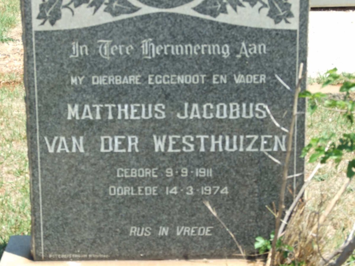 WESTHUIZEN Mattheus Jacobus, van der 1911-1974