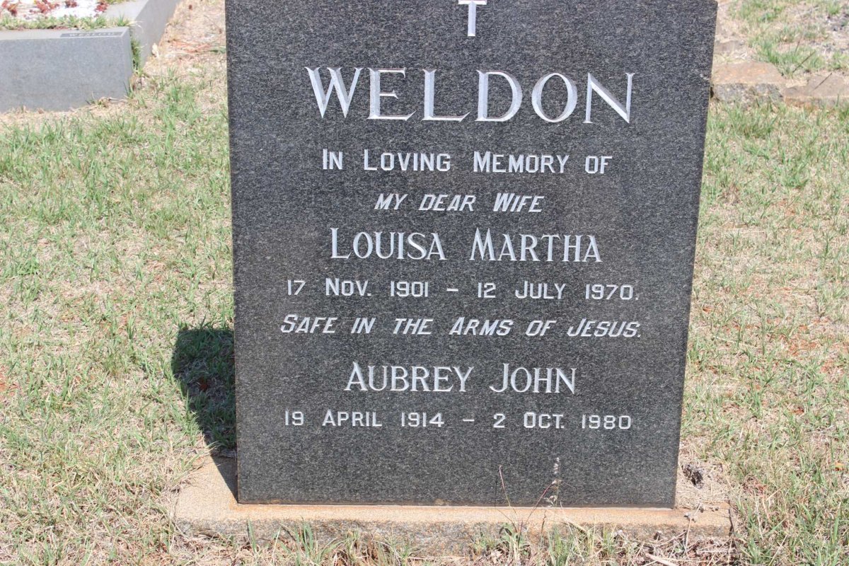 WELDON Louisa Martha 1901-1970 :: WELDON Aubrey John 1914-1980