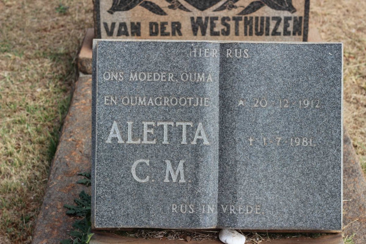 WESTHUIZEN Aletta C.M., van der 1912-1981