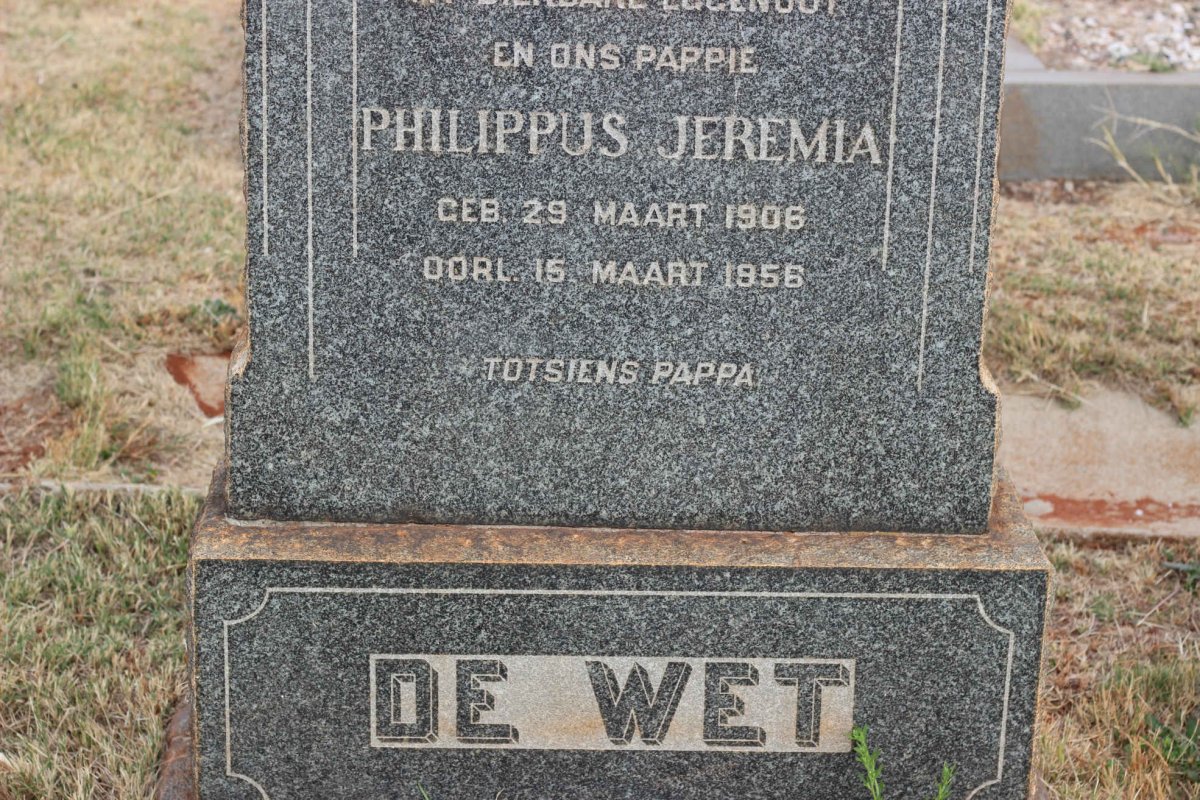 WET Philippus Jeremia, de 1906-1956 Susanna M.M.C. JORDAAN 1906-1968