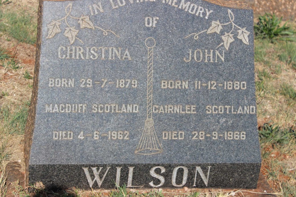 WILSON John 1880-1966 &amp; Christina 1879-1962