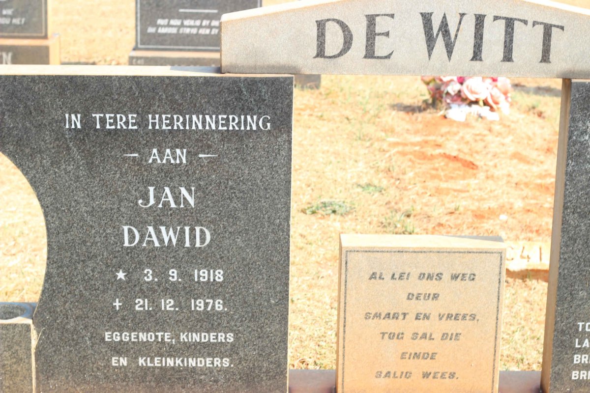 WITT Jan Dawid, de 1918-1976 &amp; Anna Maria Aletta 1922-1999