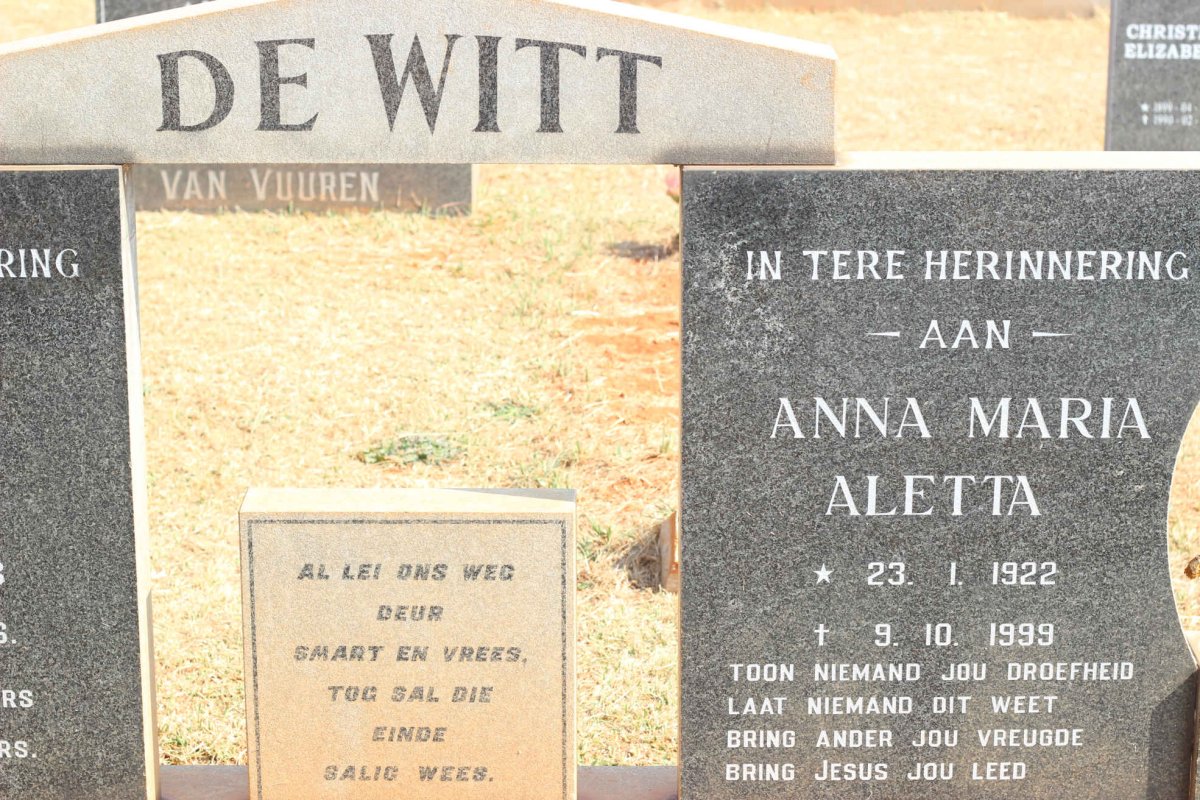 WITT Jan Dawid, de 1918-1976 &amp; Anna Maria Aletta 1922-1999