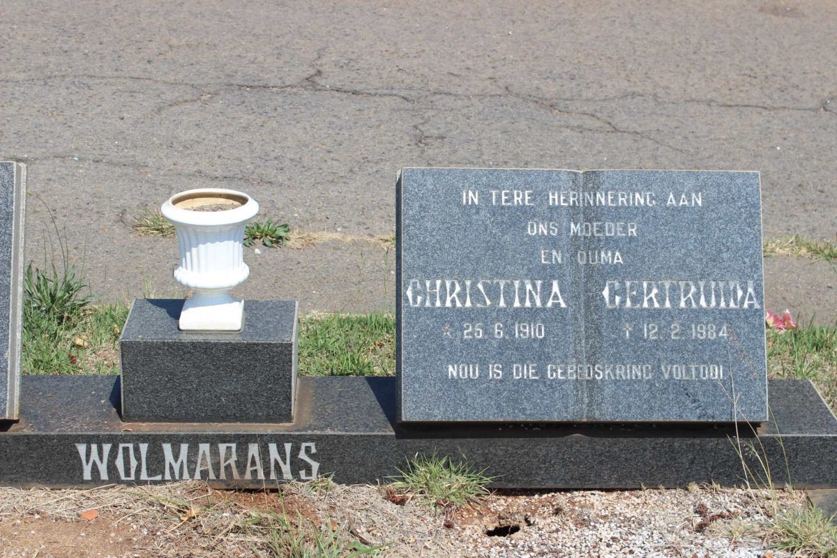 WOLMARANS Christina Gertruida 1910-1984