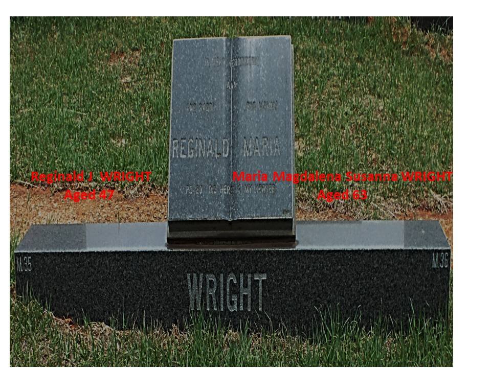 WRIGHT Reginald J. &amp; Maria Magdalena Susanna