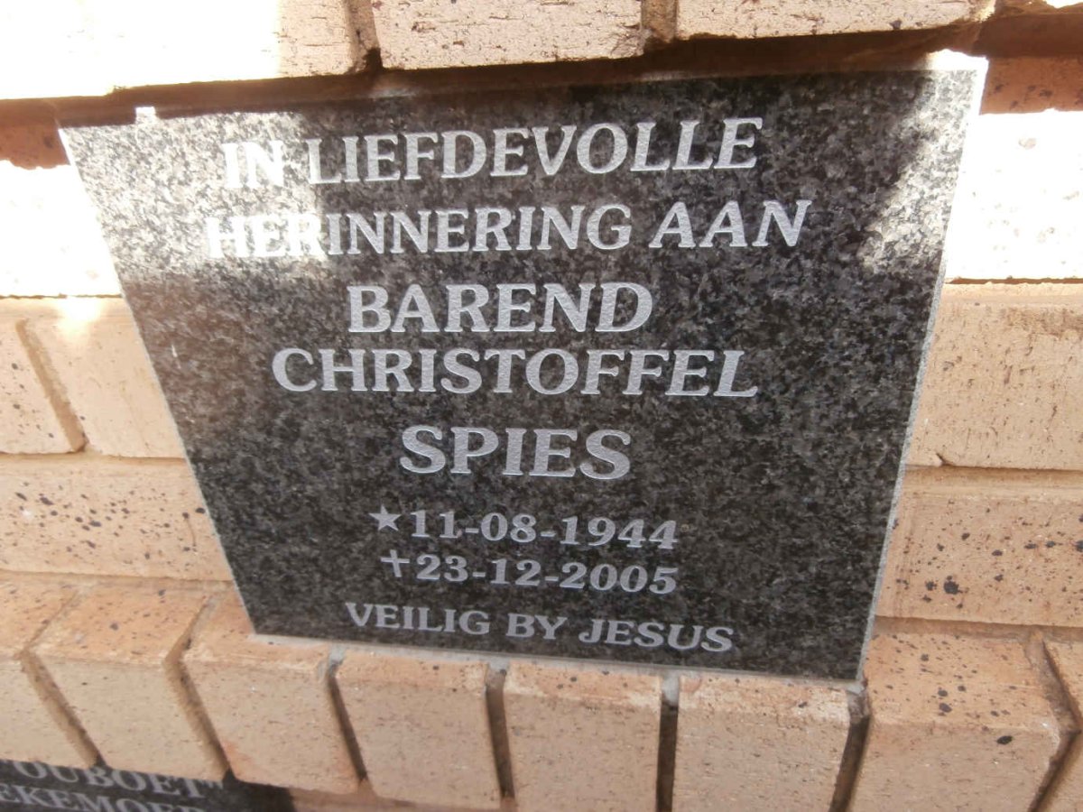 SPIES Barend Christoffel 1944-2005