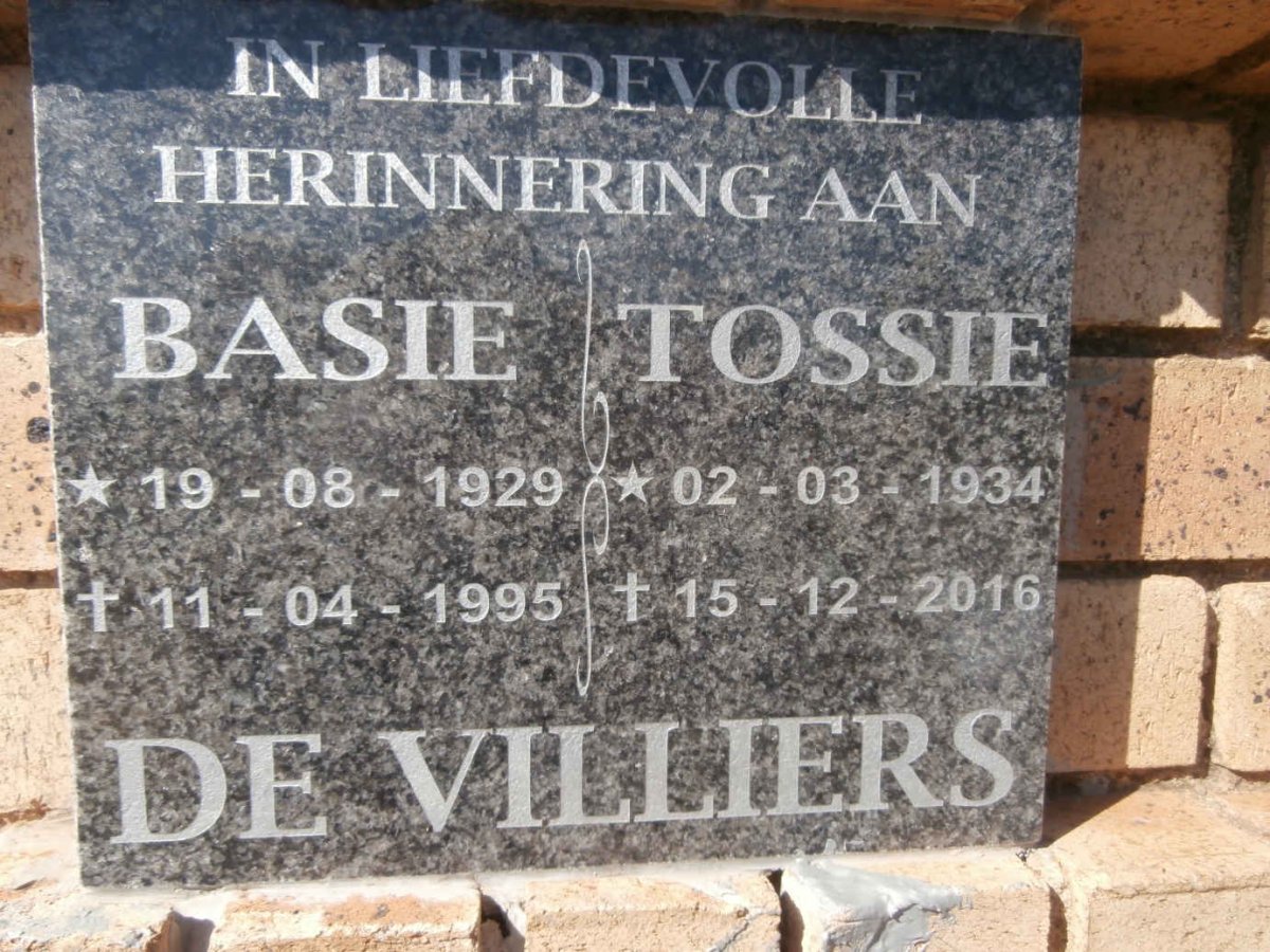VILLIERS Basie, de 1929-1995 &amp; Tossie 1934-2016