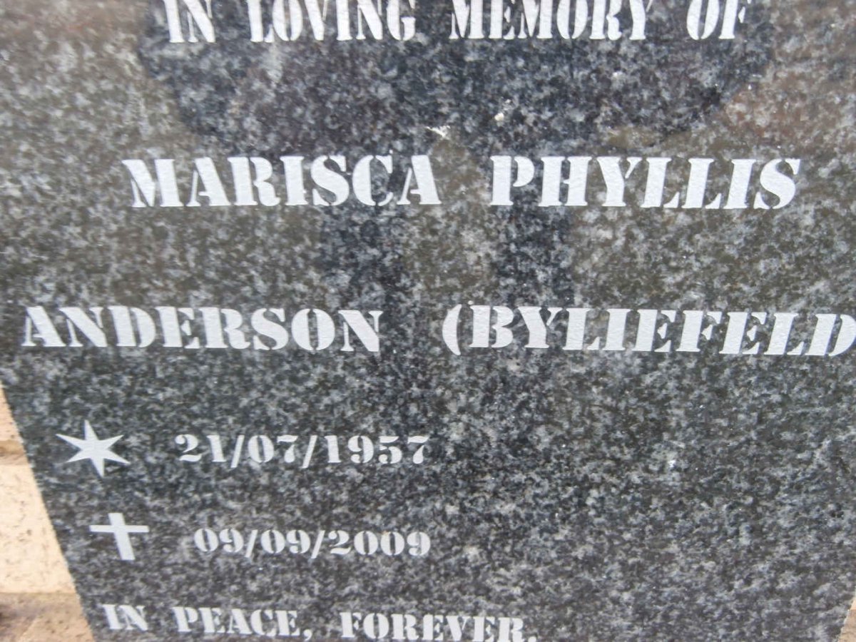 ANDERSON Marisca Phyllis nee BYLIEFELD 1957-2009