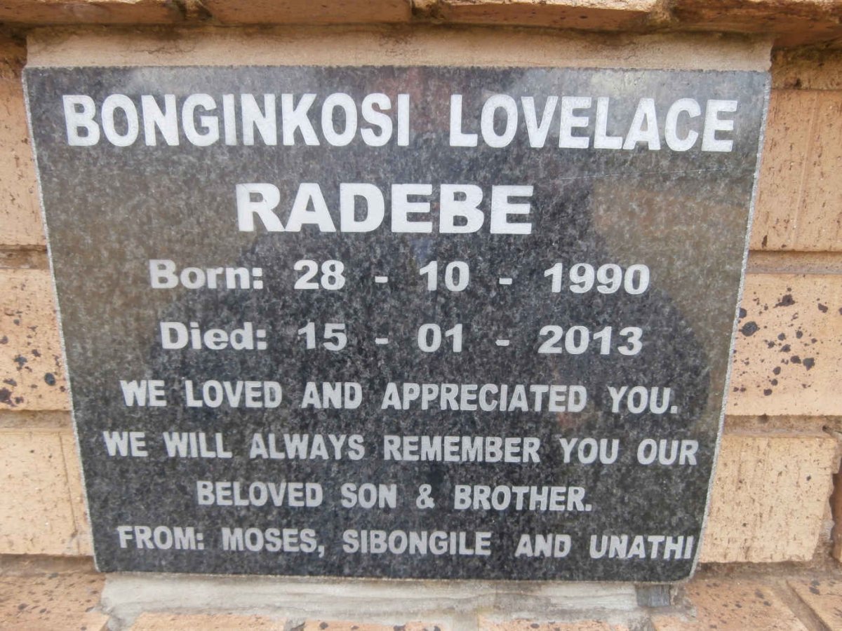 RADEBE Bonginkosi Lovelace 1990-2013