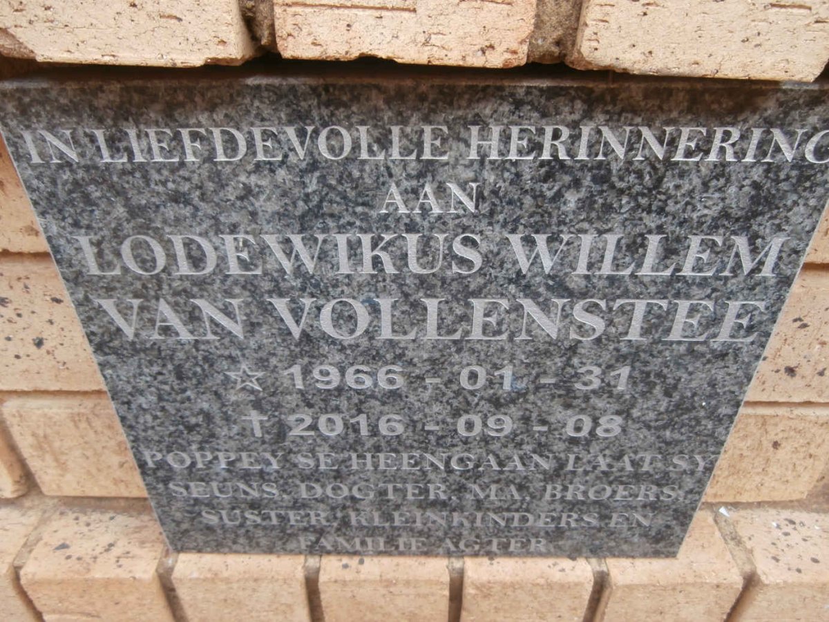 VOLLENSTEE Lodewikus Willem, van 1966-2016
