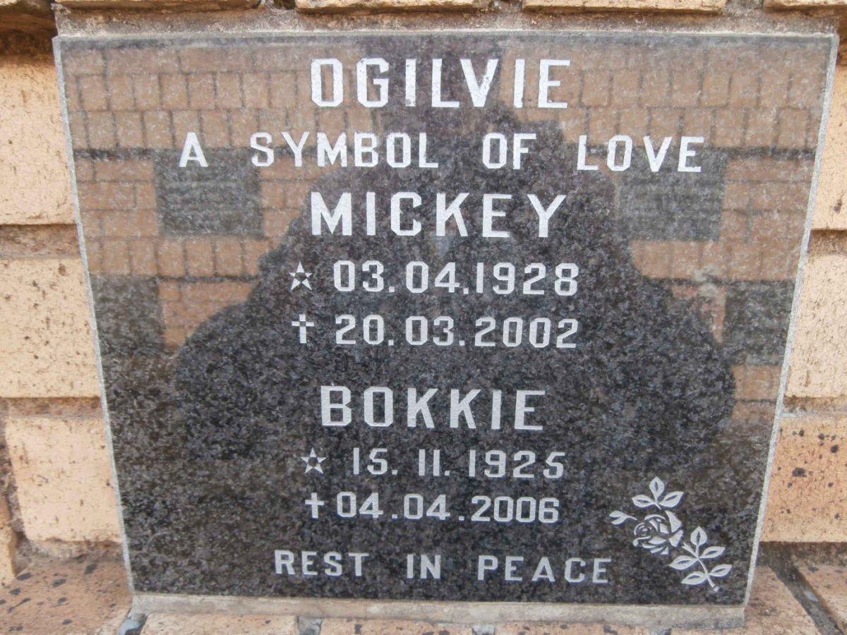 OGILVIE Mickey 1928-2006 &amp; Bokkie 1925-2006