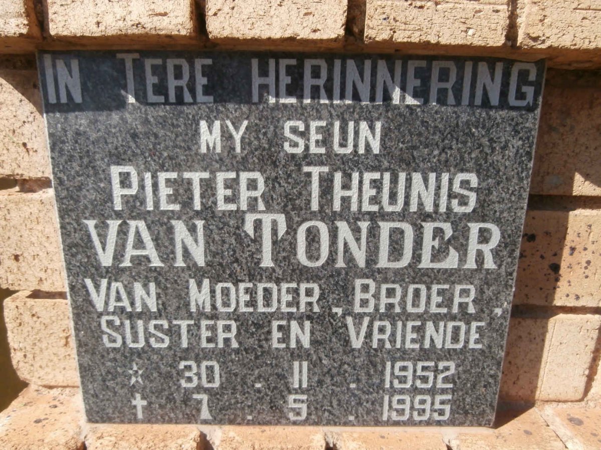 TONDER Pieter Theunis, van 1952-1995