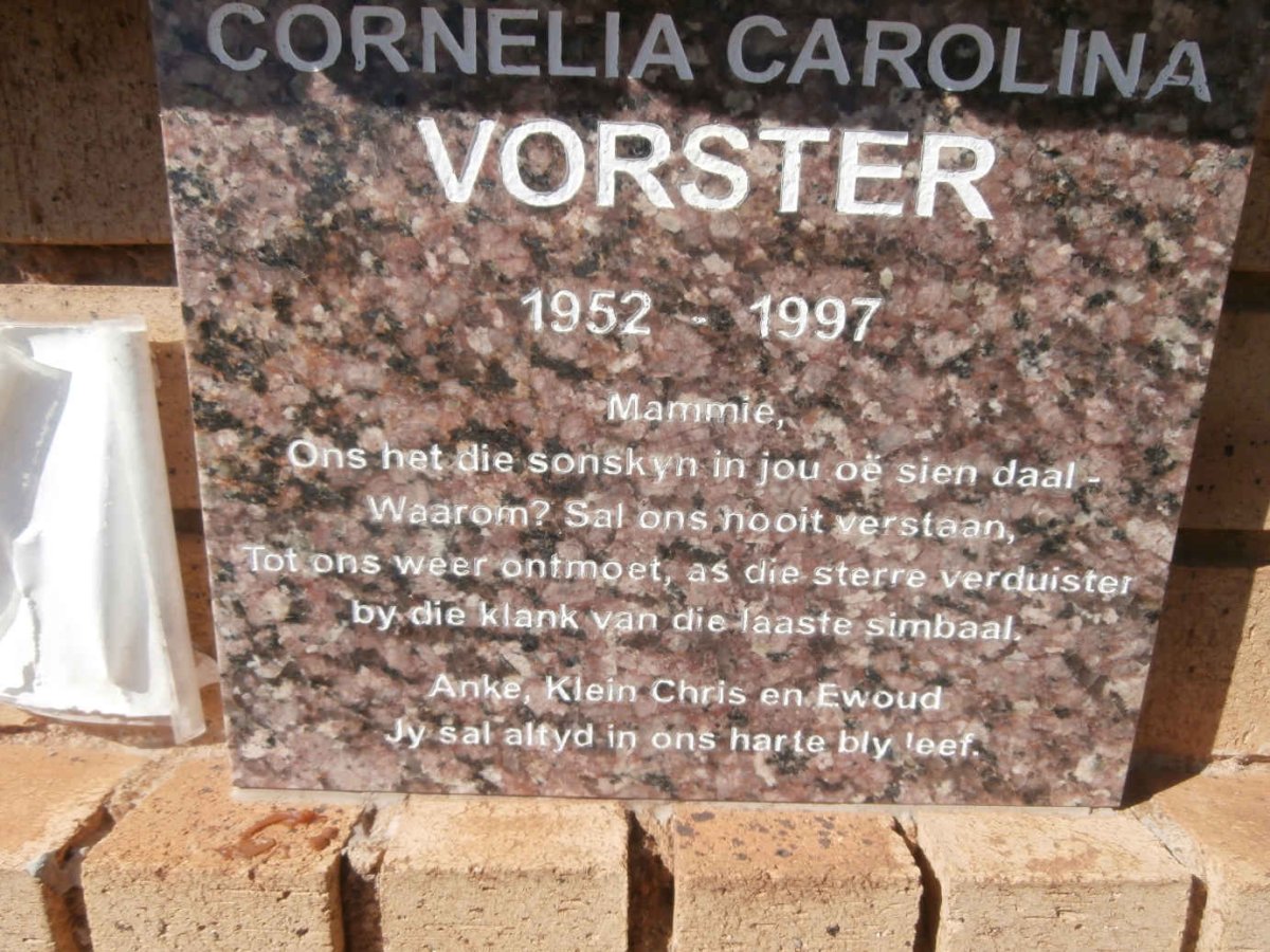 VORSTER Cornelia Carolina 1952-1997
