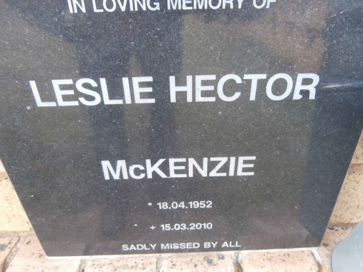 McKENZIE Leslie Hector 1952-2010