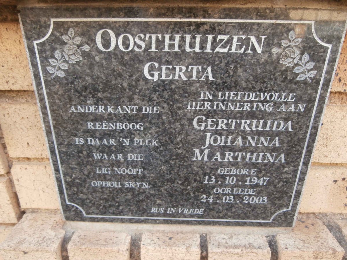 OOSTHUIZEN Gertruida Johanna Marthina 1947-2003