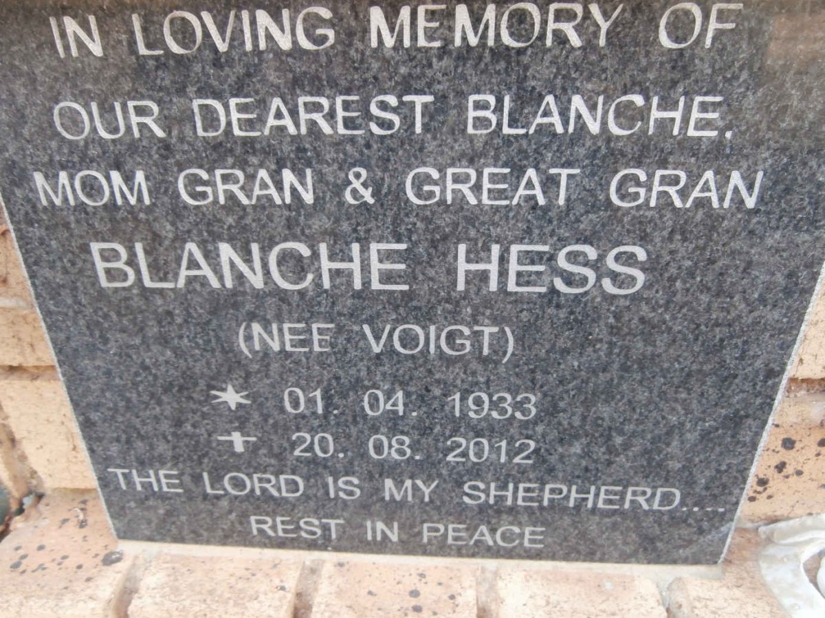 HESS Blanche nee VOIGT 1933-2012