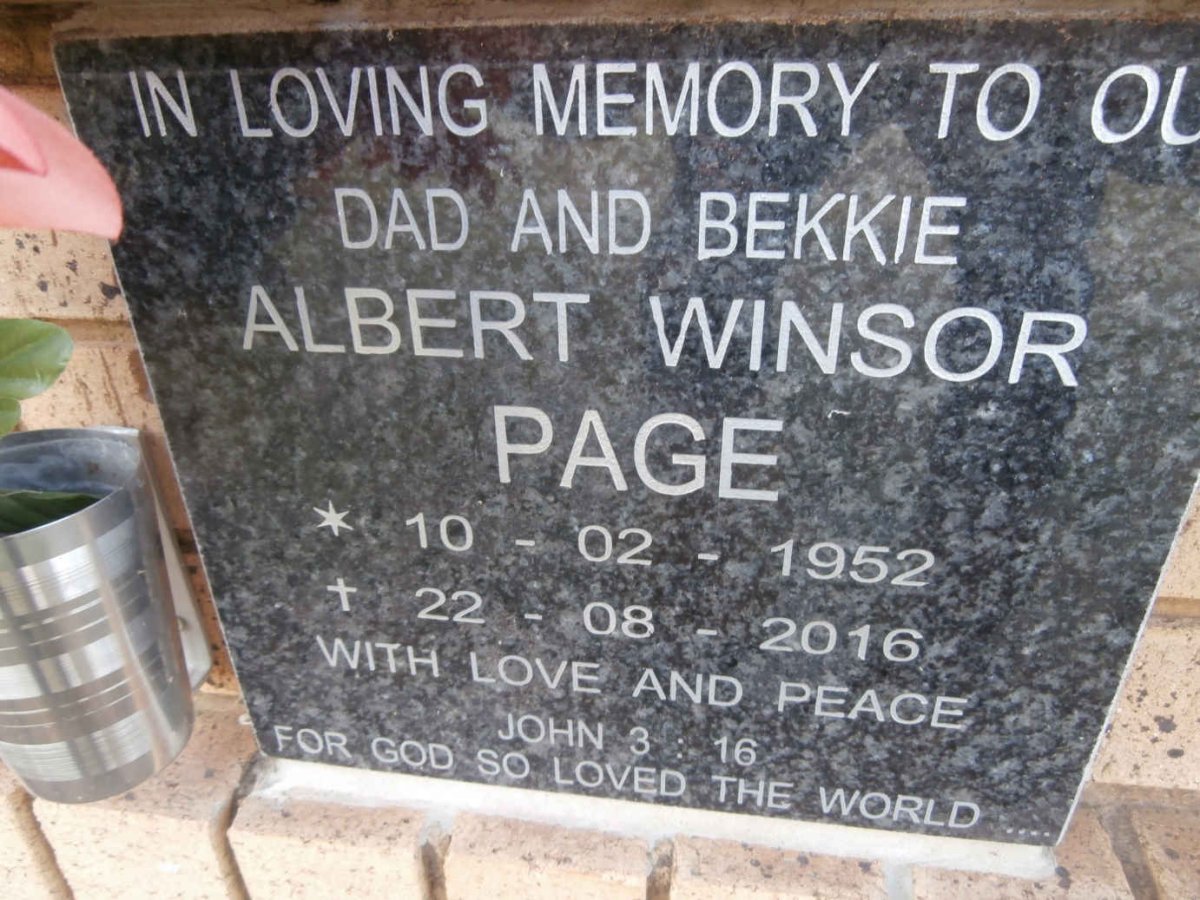 PAGE Albert Winsor 1952-2016