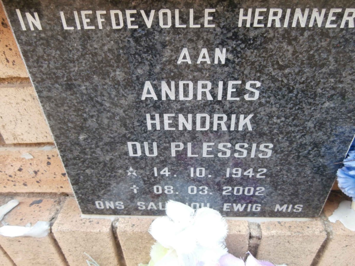 PLESSIS Andries Hendrik, du 1942-2002