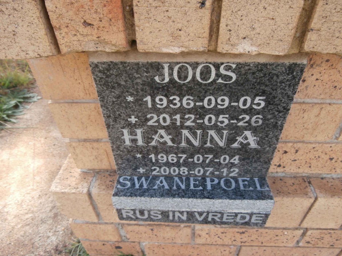 SWANEPOEL Joos 1936-2012 :: SWANEPOEL Hanna 1967-2008