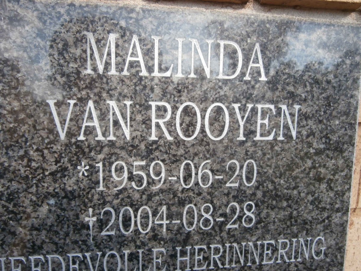 ROOYEN Malinda, van 1959-2004