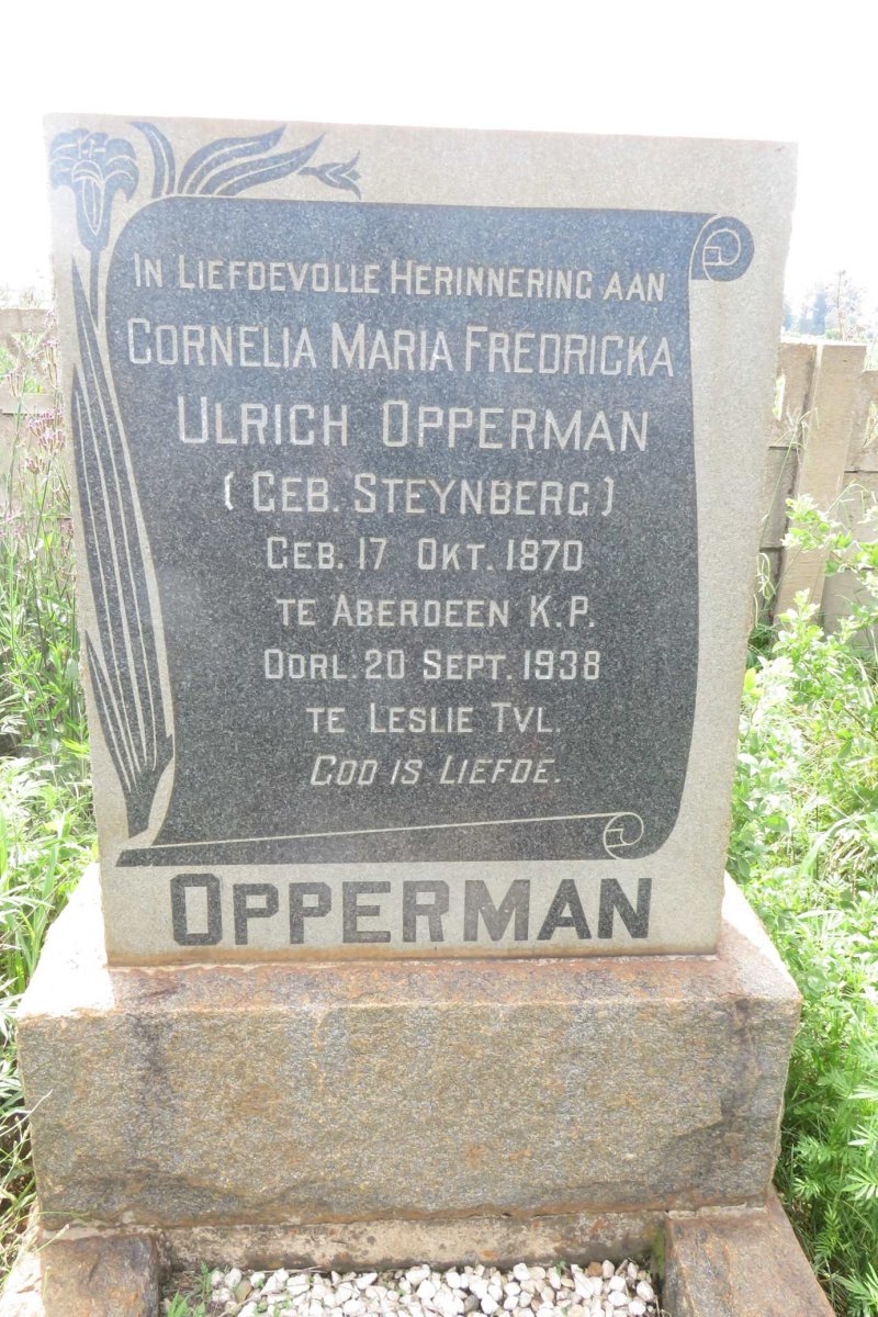 OPPERMAN Cornelia Maria Fredricka Ulrich nee STEYNBERG 1870-1938