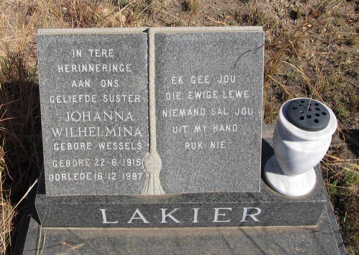 LAKIER Johanna Wilhelmina nee WESSELS 1915-1987