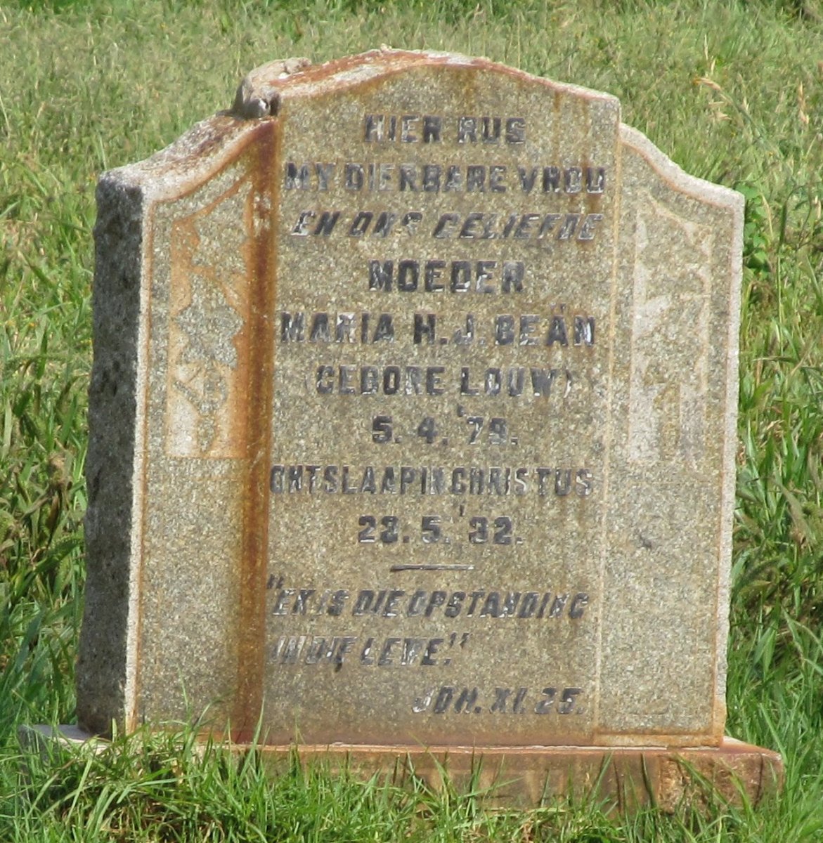 BEAN Maria H.J. nee LOUW 1879-1932