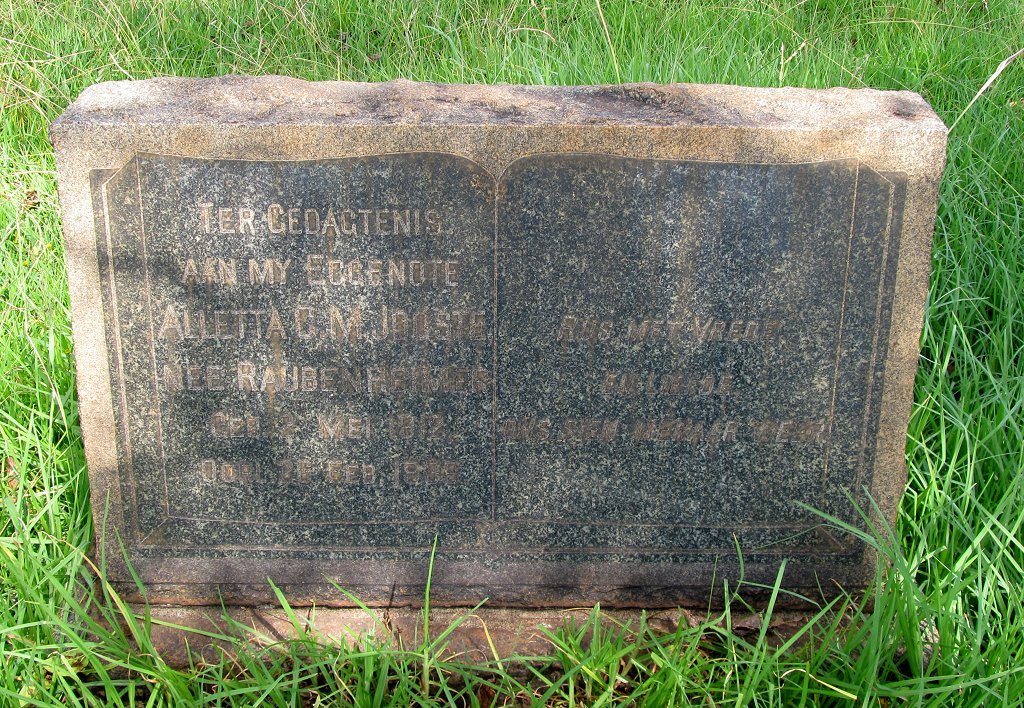 JOOSTE Alletta C.M. nee RAUBENHEIMER 18??-19??