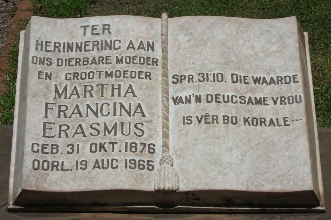 ERASMUS Martha Francina 1876-1965