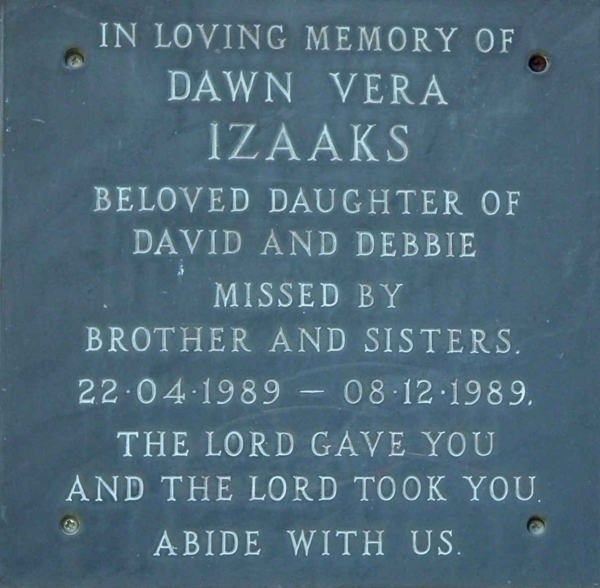 IZAAKS Dawn Vera 1989-1989