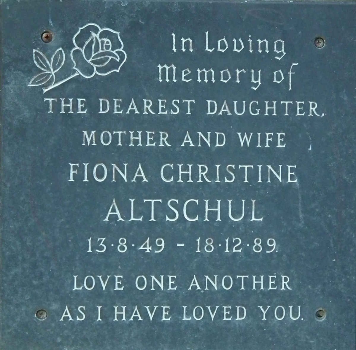 ALTSCHUL Fiona Christine 1949-1989