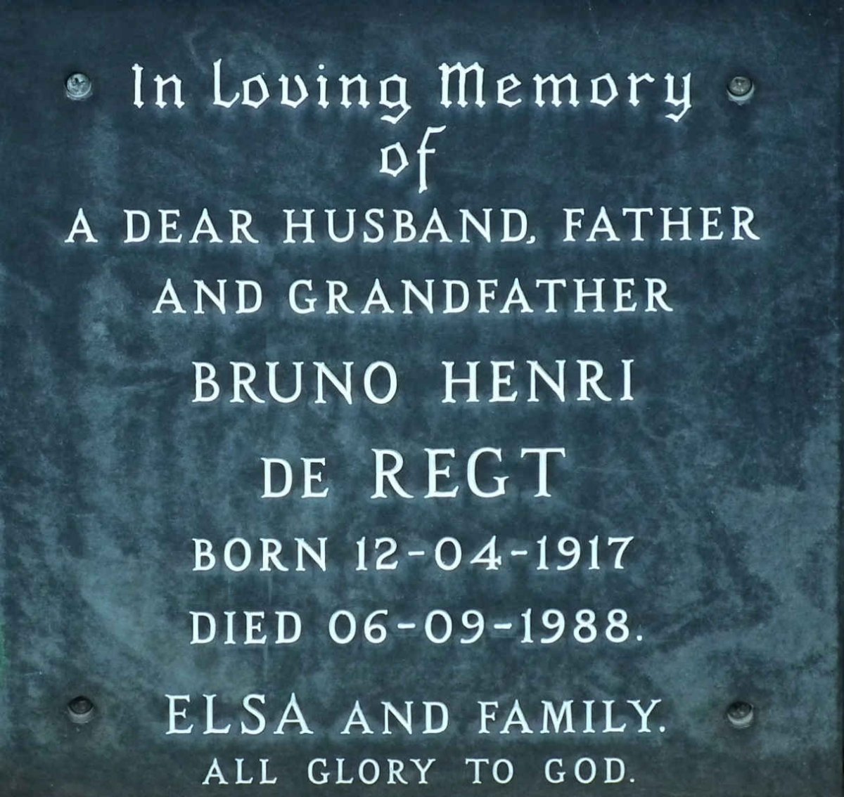 REGT Bruno Henri, de 1917-1988