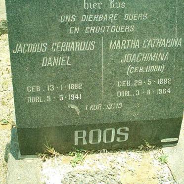 ROOS Jacobus Gerhardus Daniel 1882-1941 &amp; Martha Catharina Joachimina HORN 1882-1964