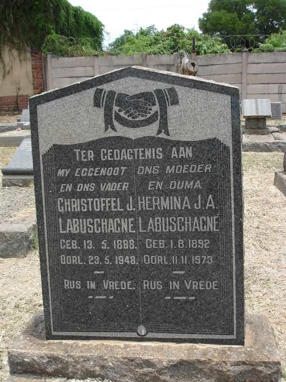 LABUSCHAGNE Christoffel J.1888-1948 &amp; Hermina J.A 1892-1973