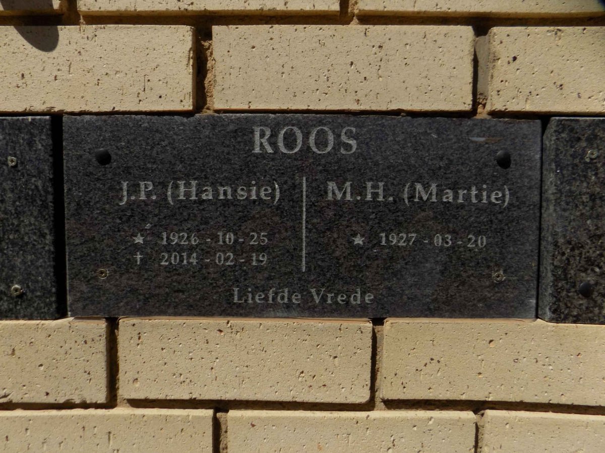 ROOS J.P. 1926-2014 &amp; M.H. 1927-