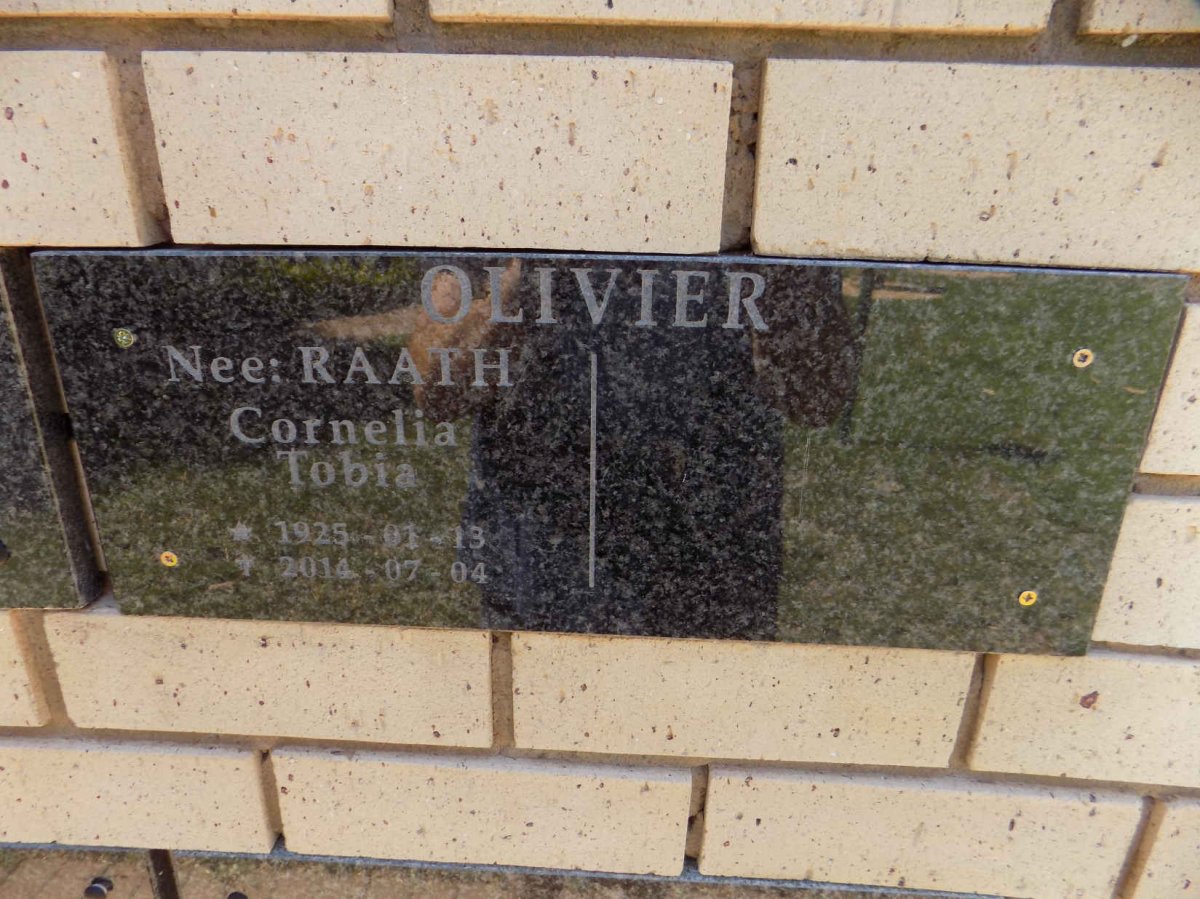 OLIVIER Cornelia Tobia nee RAATH 1925-2014